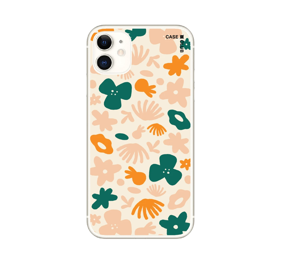 เคสใส iphone 11 ดอกไม้สไตล์มินิมอลสีส้มเขียว